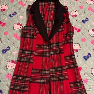 Plaid Red and Black Women's Vest